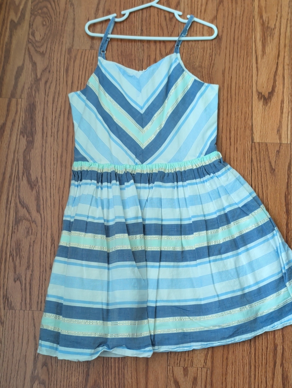 Gymboree Blue and Aqua Striped Sundress with Metallic Accent